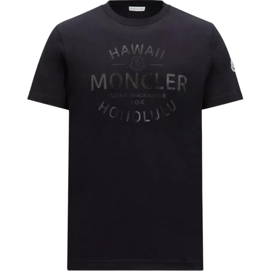 

Футболка Moncler черная с ламинированным логотипом