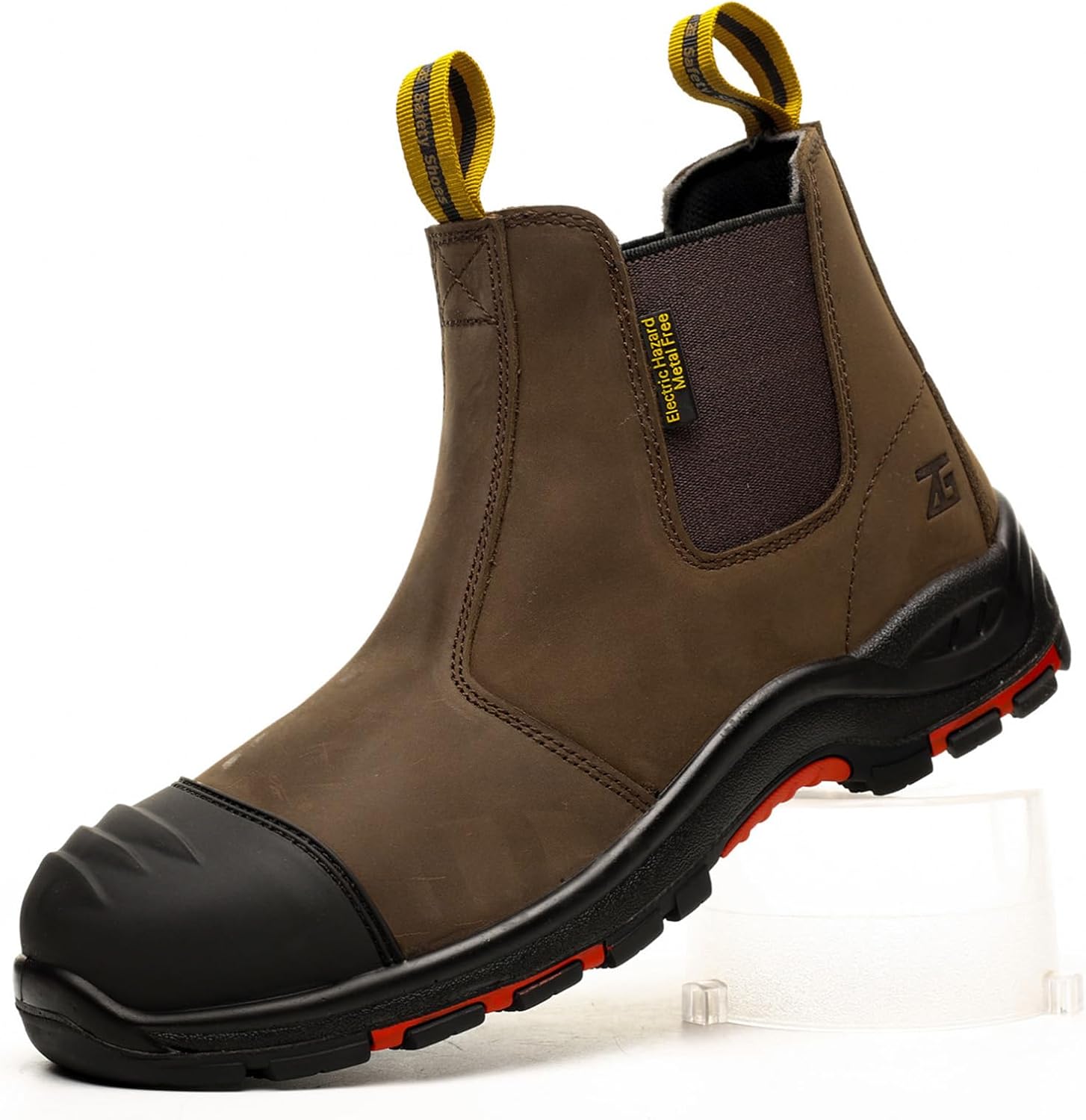 

Мужские ботинки Micoklinlin с композитным носком, из натуральной кожи, челси, противоскользящие, стойкие к проколам, защитная обувь, темно-коричневый