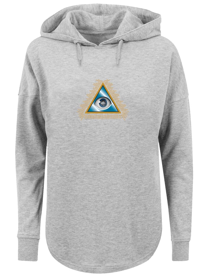 

Пуловер emoji couture Oversized Hoodie Pyramid eye and golden beads, серый