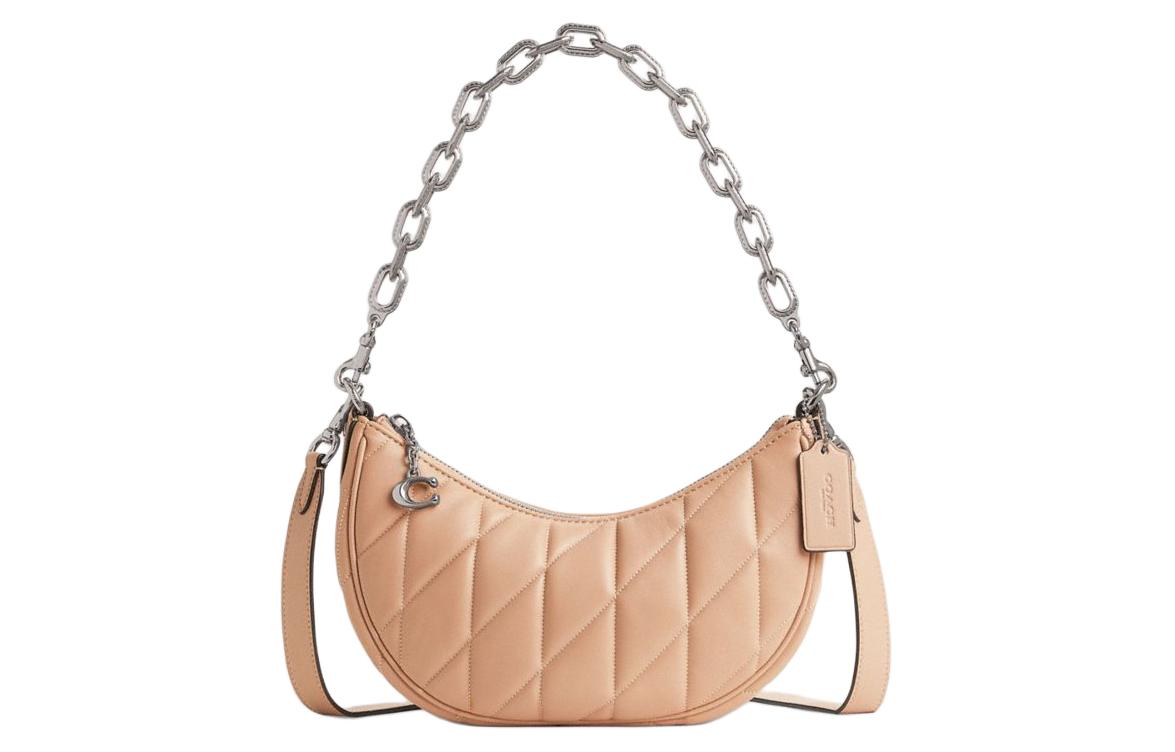 

Кожаная плечевая сумка Mira через плечо, дамская сумка среднего размера светло-хаки COACH