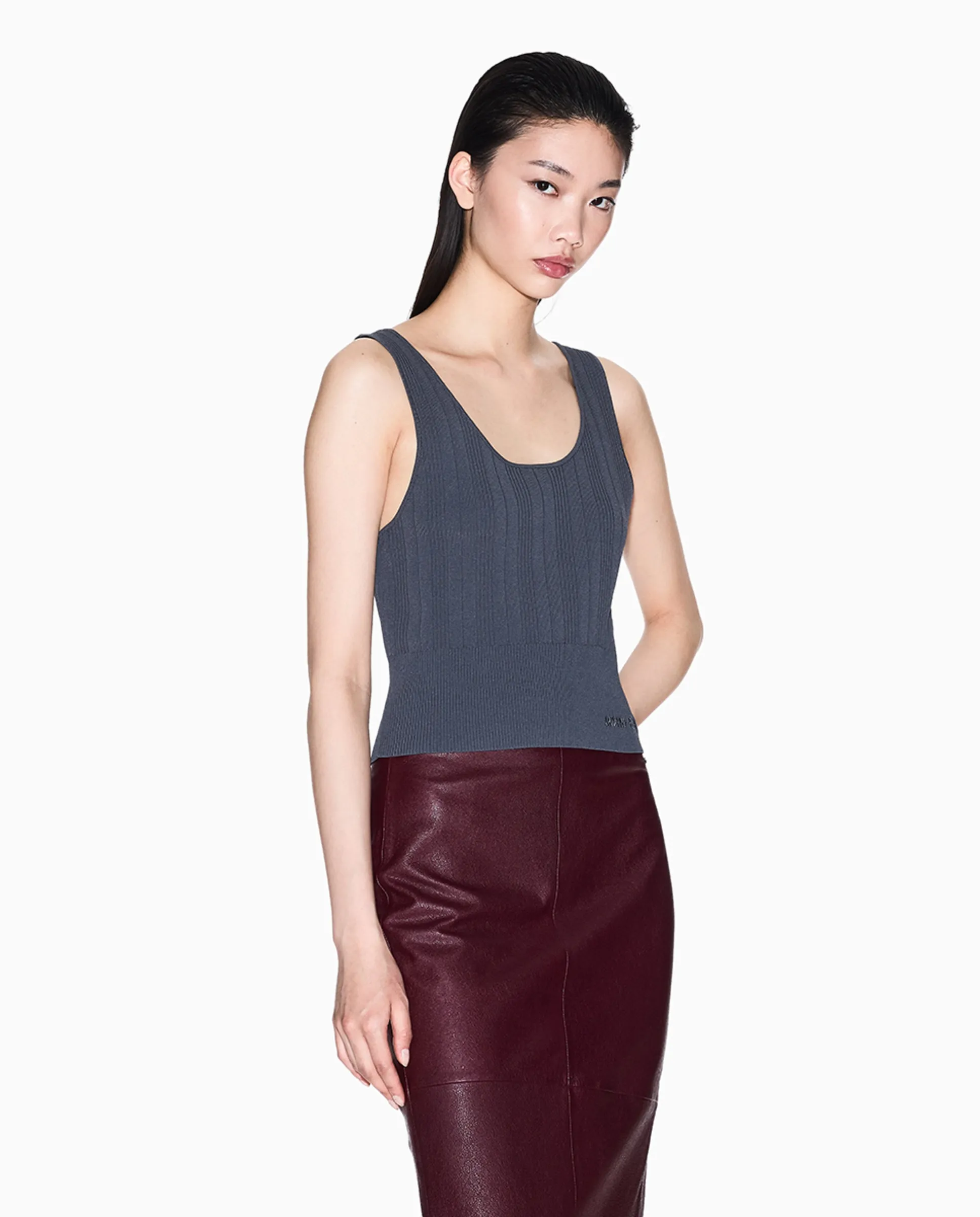 

Женский укороченный топ из трикотажа Armani Exchange, темно-серый