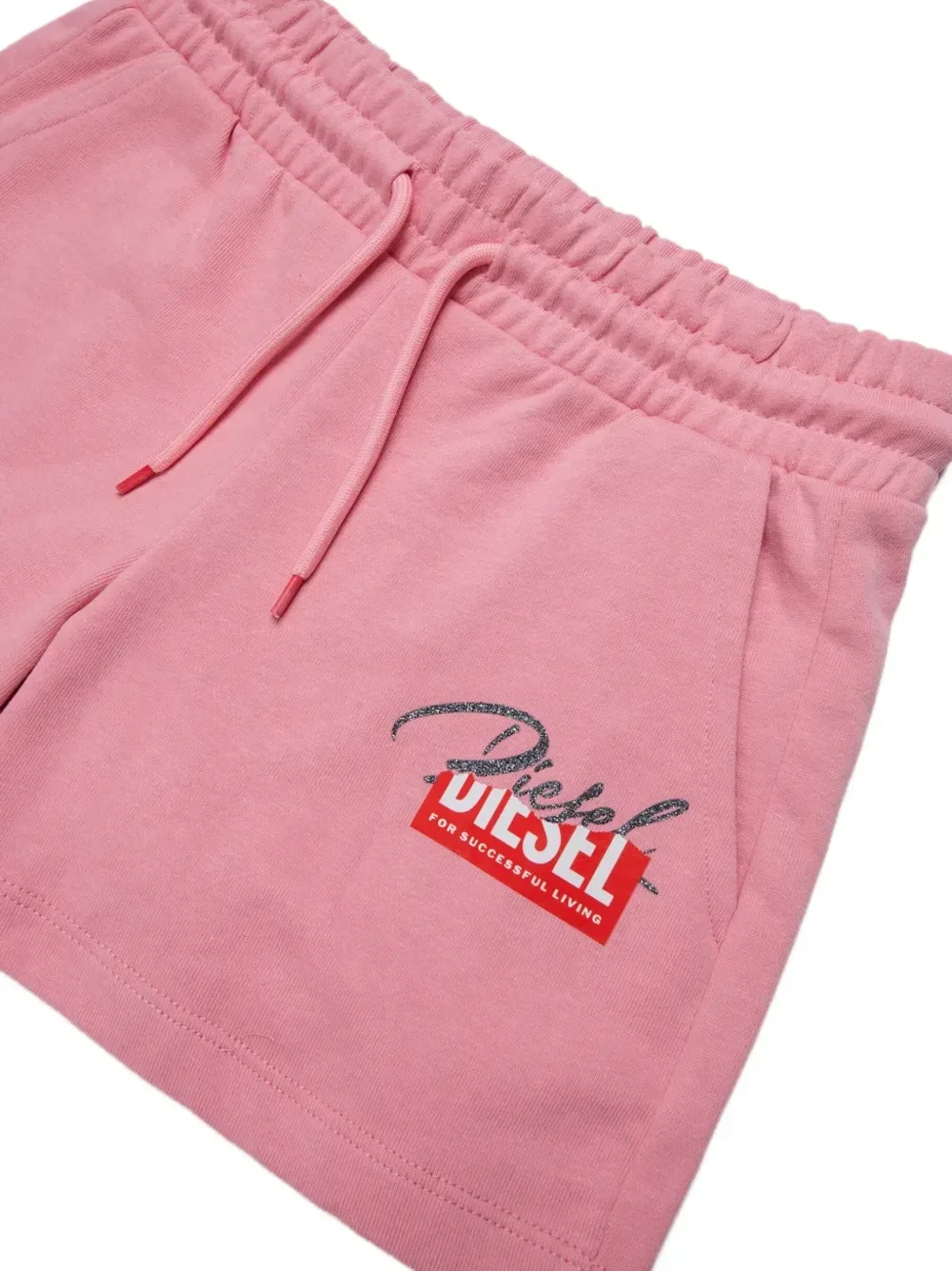 Комплект из футболки и шорт с логотипом Diesel Kids, розовый — фото 4