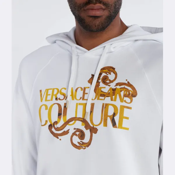 Толстовка свободного кроя с трафаретным принтом Versace, белый — фото 4