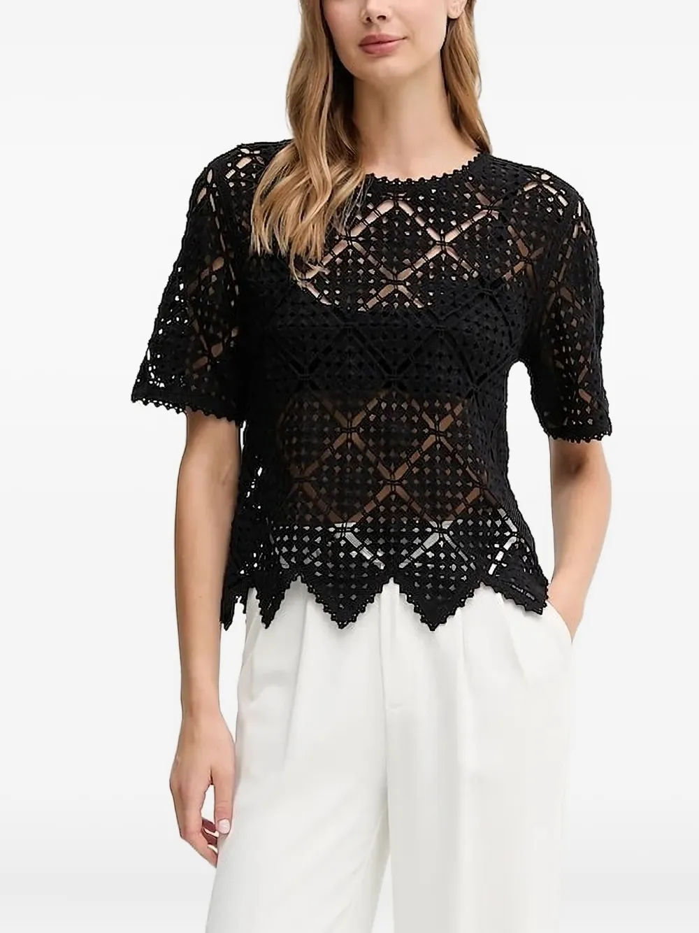 

Ажурный топ крючком DKNY, черный