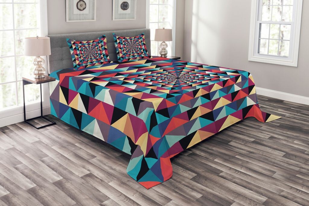 

ABAKUHAUS Комплект покрывала Modern, Visual Patchwork Retro, комплект с моющимися наволочками, для односпальных кроватей 264 x 220 см, разноцветный