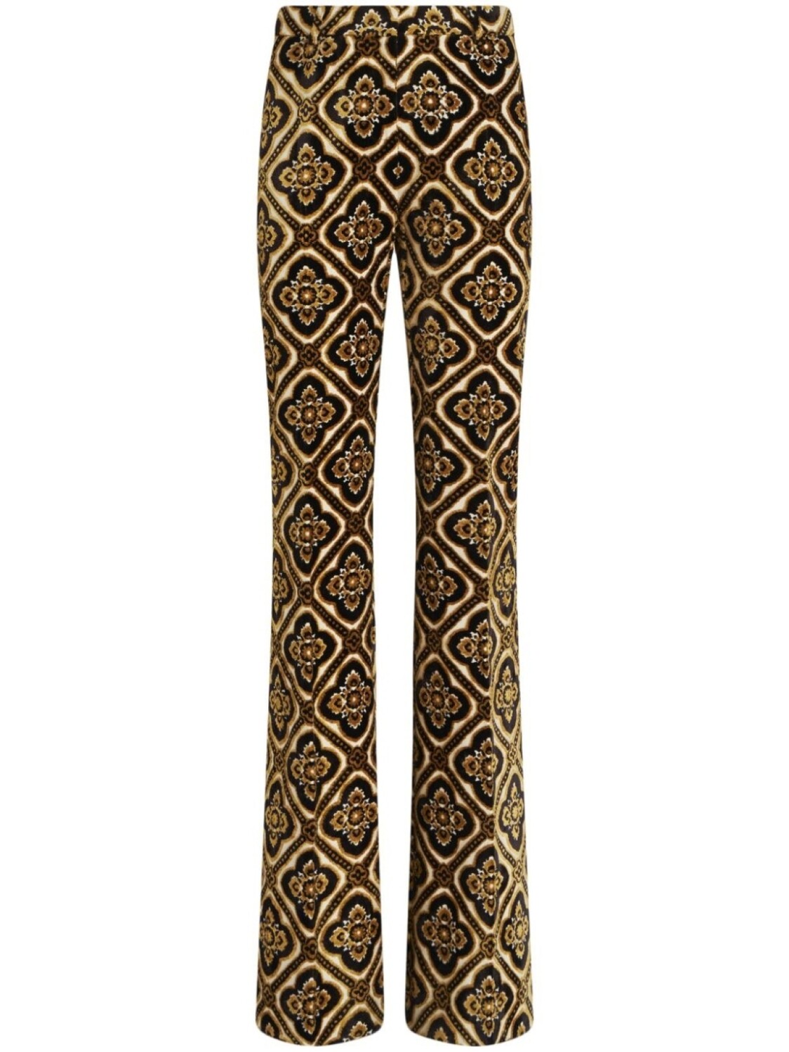 ETRO бархатные брюки с графичным принтом, желтый