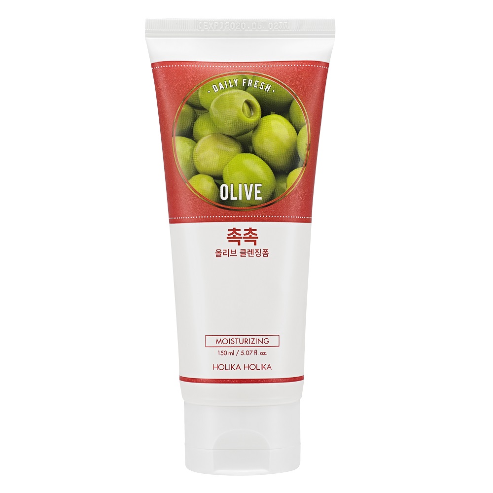

Очищающая пенка для лица с ферментированным экстрактом оливы daily fresh olive miusturizing cleansing foam Holika Holika, 150 мл