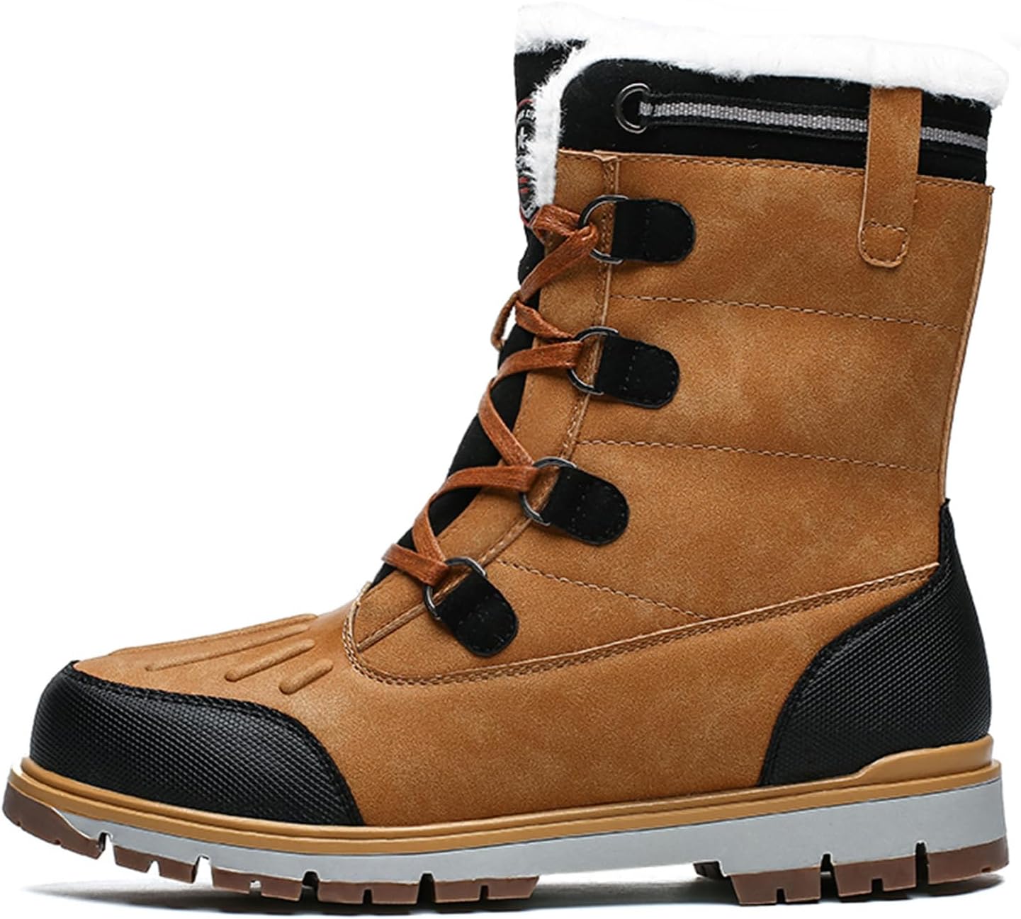 Мужские зимние сапоги Mens Snow Plush теплые высокие модные хлопковые ботинки для мужчин Generic, коричневый — фото 2