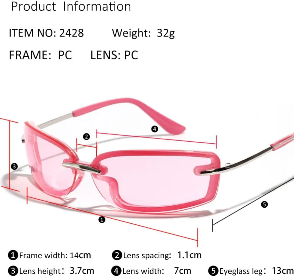 

Женские ретро-солнцезащитные очки маленького размера 2027 года, модные солнцезащитные очки без оправы, прозрачные очки с градиентным переходом цвета MTZJH, Blue