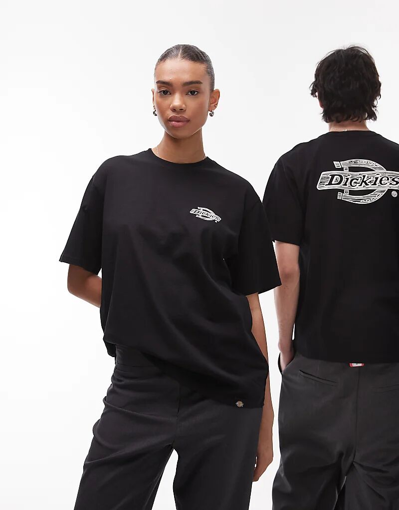 

Футболка Dickies с принтом деревянного логотипа на спине, черная
