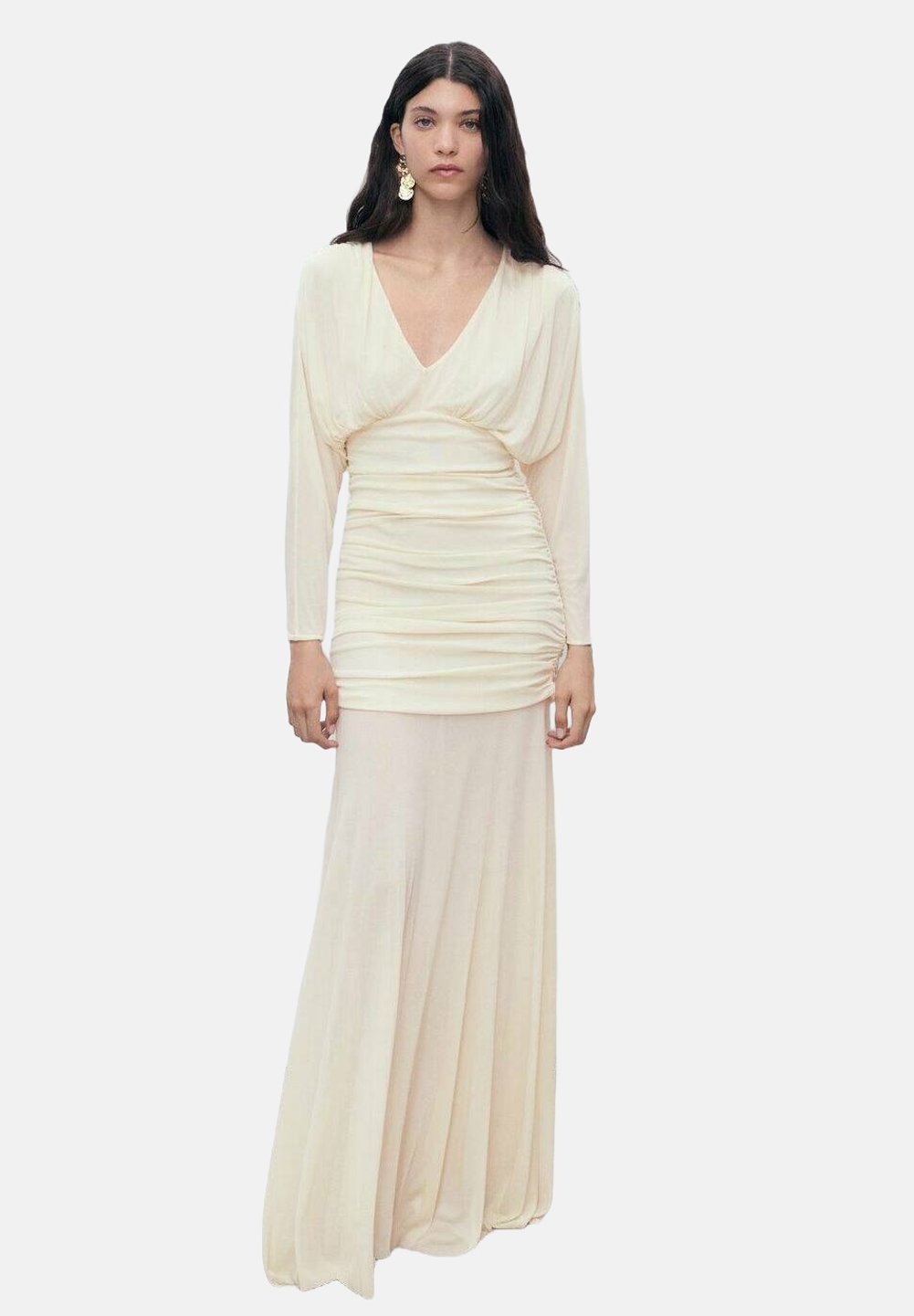 

Платье макси LONG DRAPED Mango, кремовый