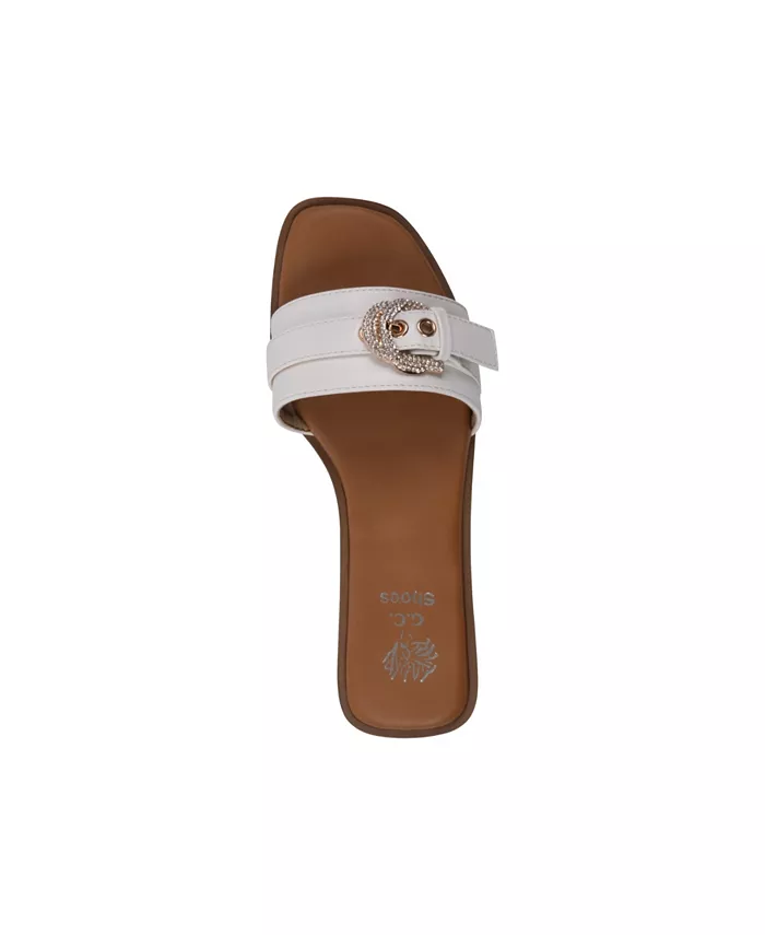 Женские плоские сандалии Kenna с декоративной пряжкой GC Shoes, белый — фото 4