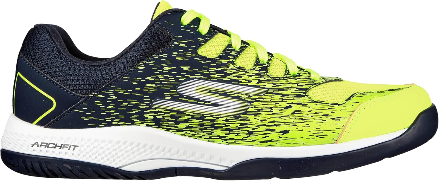 

Кроссовки Skechers Viper Court для мужчин - спортивная обувь для игры в пинг-понг и pickleball с поддержкой свода стопы, для использования внутри и на улице, желтый/темно-синий