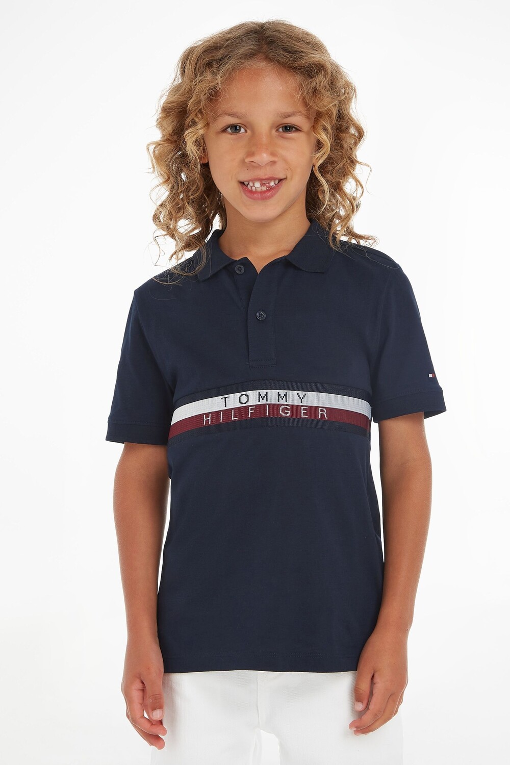 

Синяя полосатая рубашка-поло Global Tommy Hilfiger, синий