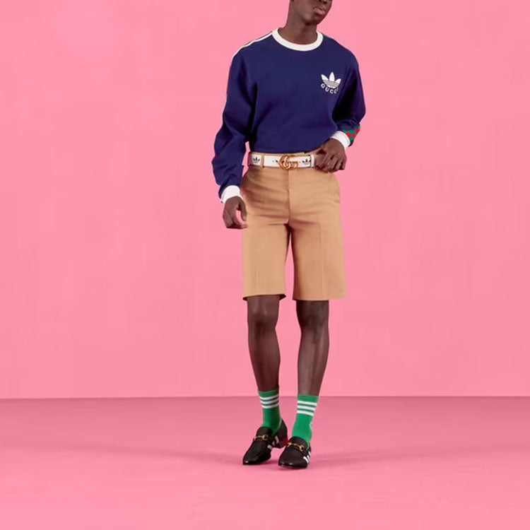 Футболка Gucci x adidas Cotton Jersey T-Shirt 'Dark Blue', темно-синий — фото 2
