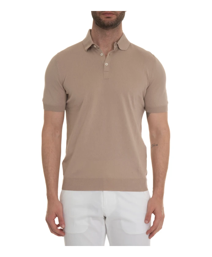 

Приталенная рубашка-поло из хлопка. Gran Sasso, бежевый