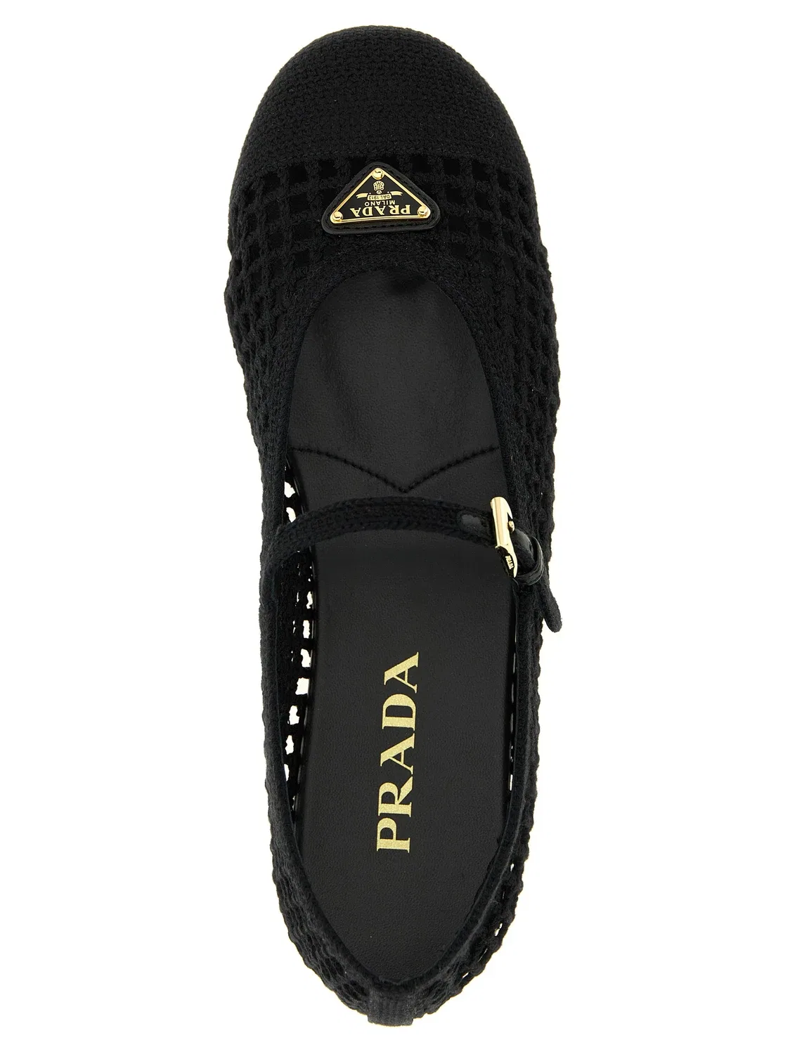 Балетки из хлопкового кружева (крючком) Prada, черный — фото 4