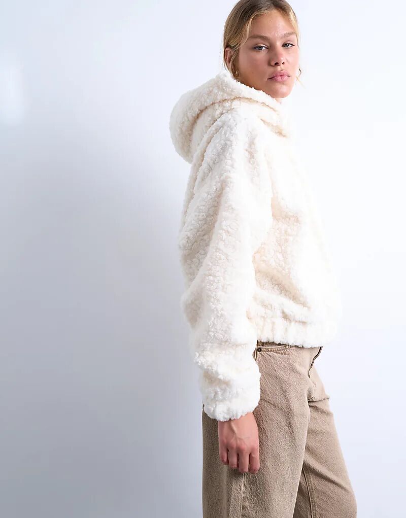 

Толстовка Topshop Borg oversize в кремовом цвете