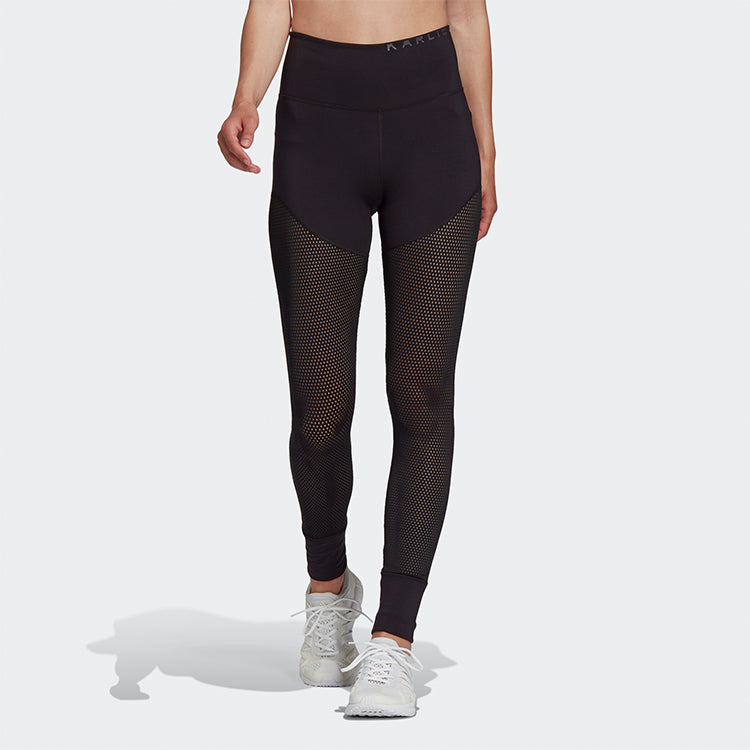 Брюки (WMNS) adidas Mesh Hw L Tight Gym Sports Training High Waist Leggings Black — фото 4