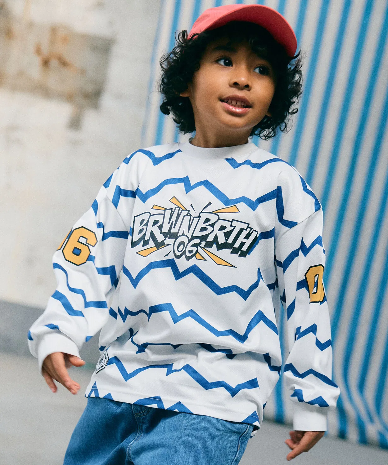 Детская футболка с длинными рукавами Zigzag BB, белая, от Brownbreath Kids