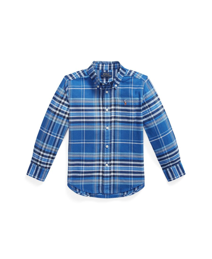

Рубашка в клетку из хлопка, оксфордская, для мальчиков 2-7 лет Polo Ralph Lauren, Blue Multi