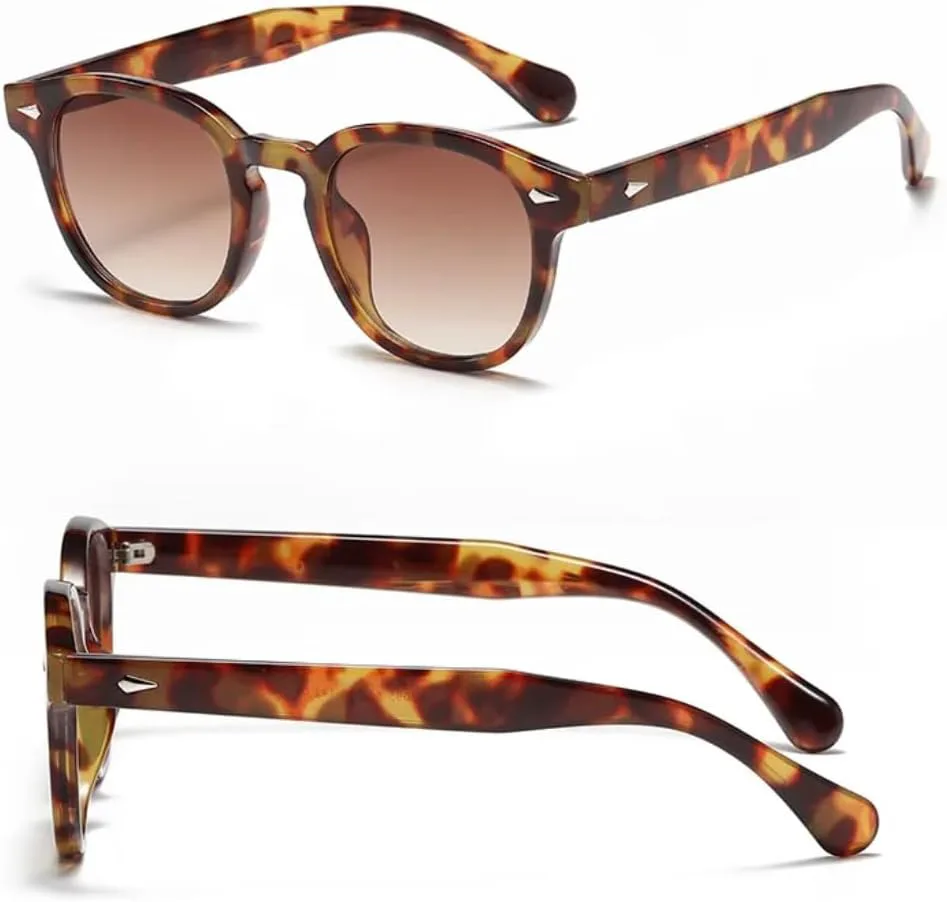 

Ретро круглые солнцезащитные очки для женщин, модные очки с заклепками, солнцезащитные очки UV400 для мужчин, панк-очки с леопардовым принтом SZVVBKK, Gray Black