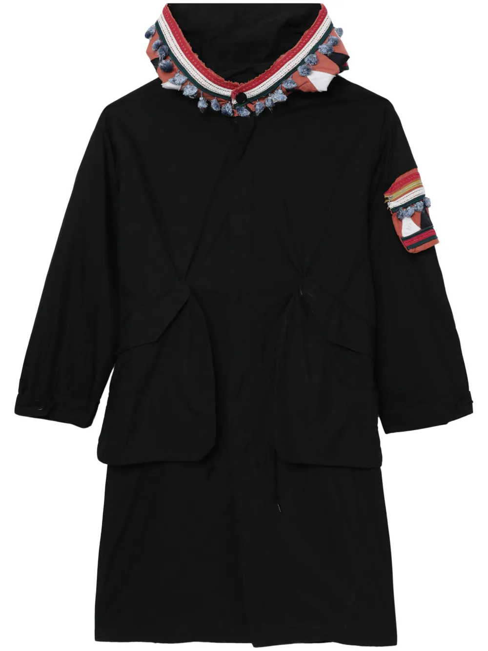 

Тренч с капюшоном и вставками Undercover, черный