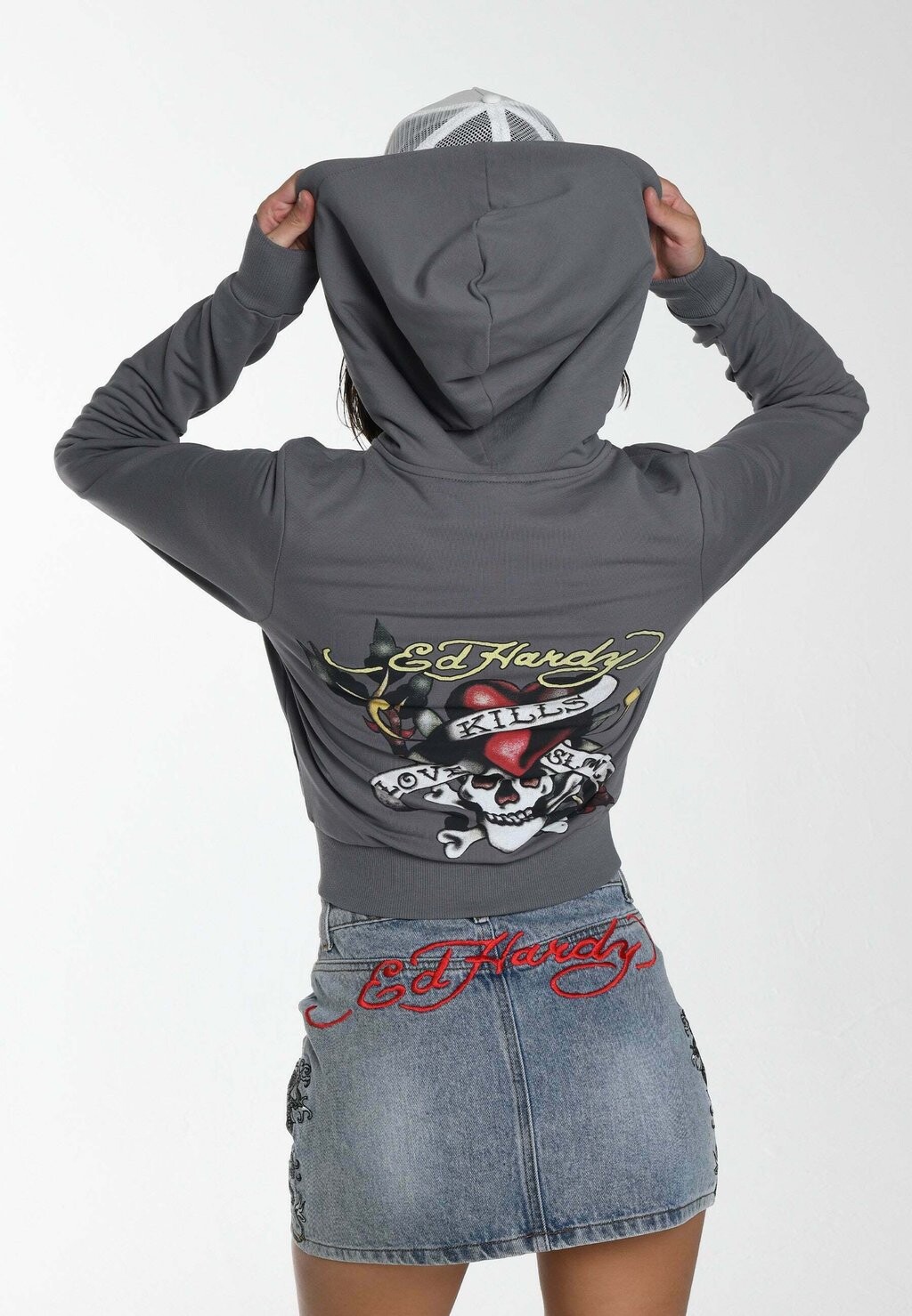 

Толстовка на молнии Lks Cropped Zip Thru Ed Hardy, цвет grey