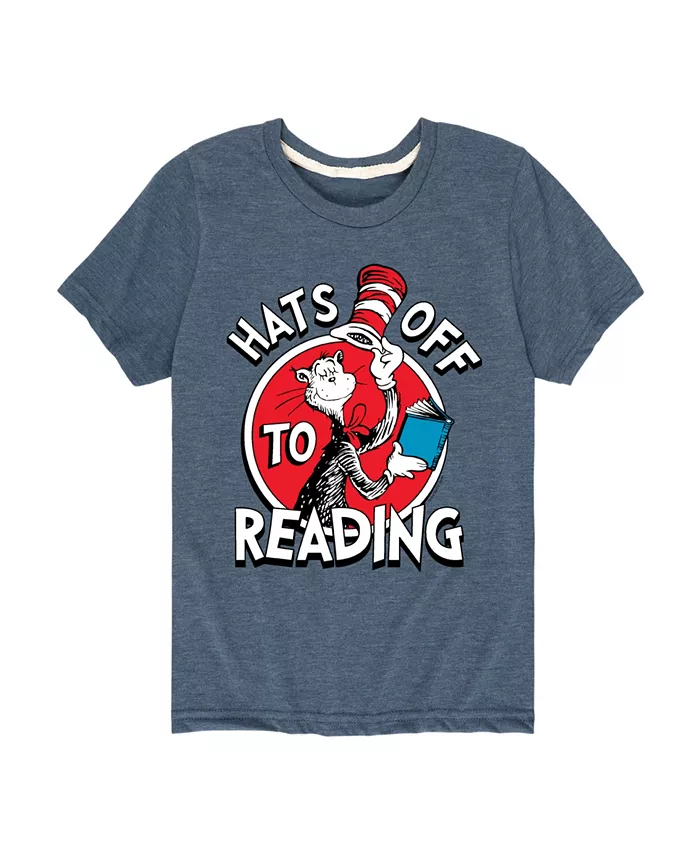 

Футболка с принтом "Hats Off to Reading" для мальчиков старшего возраста Dr. Seuss, синий