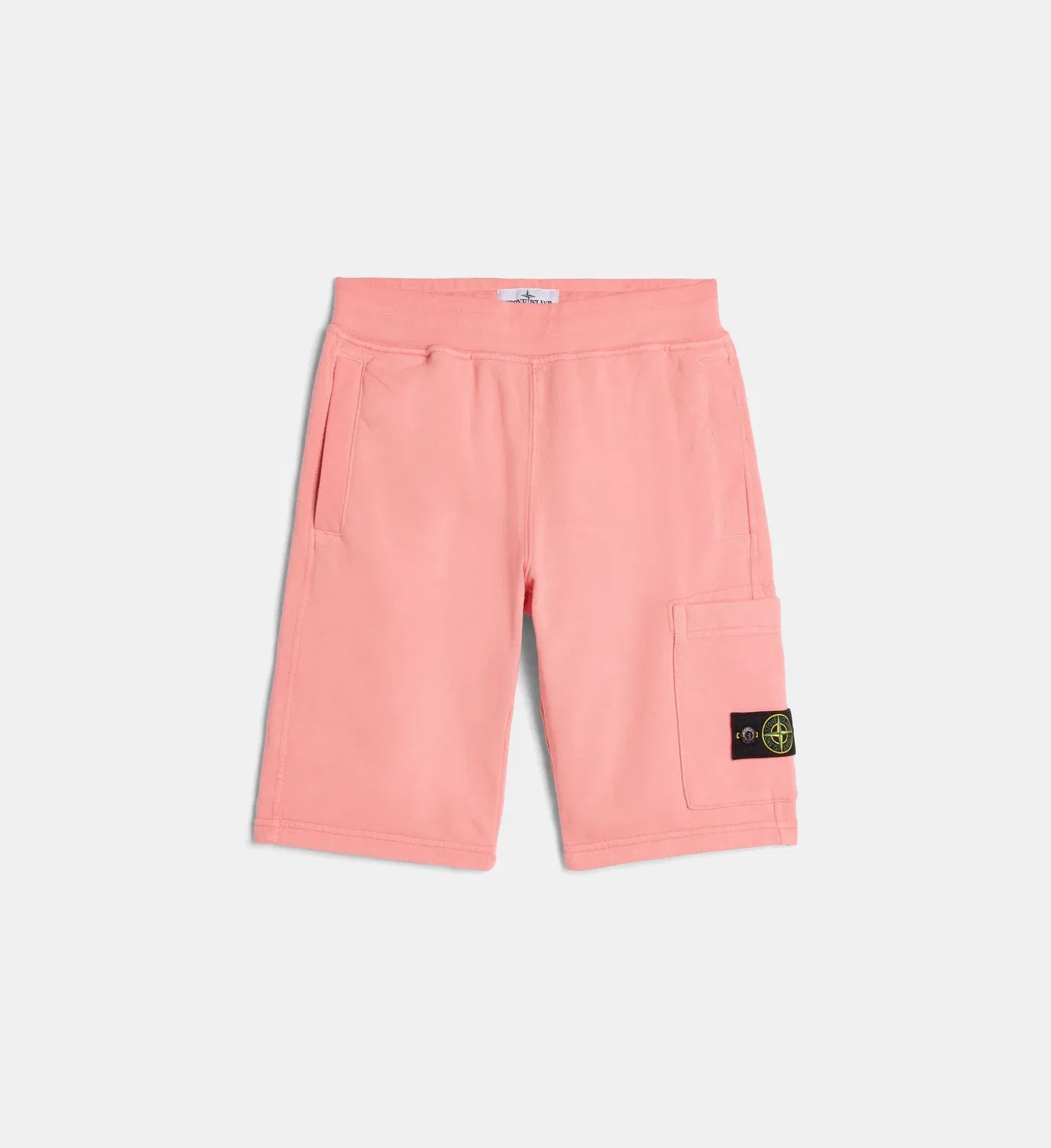 Фирменные прямые шорты из хлопкового флиса Stone Island, розовый