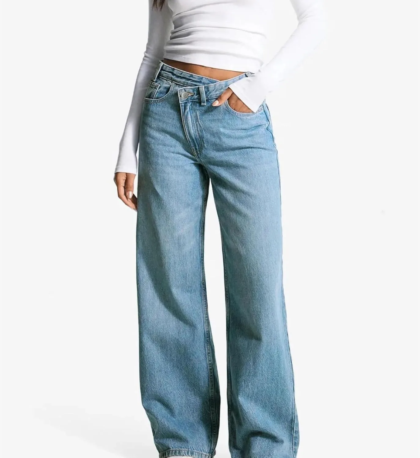 Женские джинсы low rise wide leg из мягкого денима — фото 2