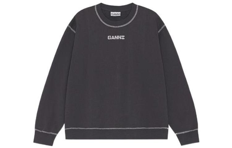 

Футболка с логотипом GANNI, длинный рукав, фантомный синий