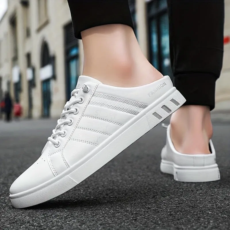 Мужские мокасины Spring/Summer Fashionable Men's Slip-On Mules Sneakers, бело-серые FmShi — фото 2