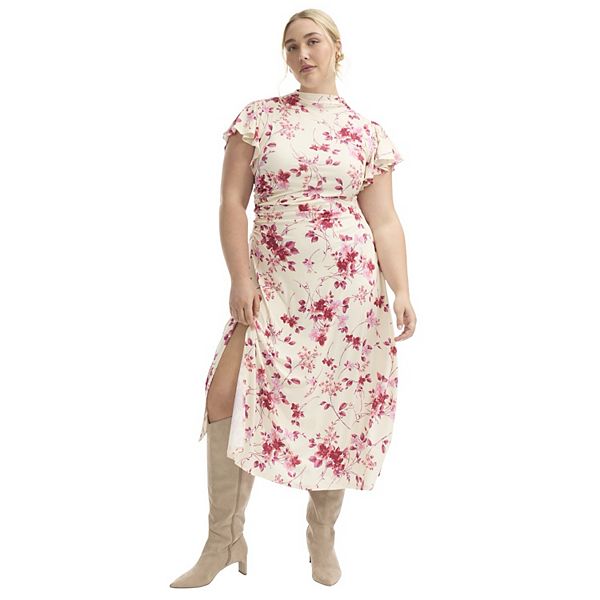 

Женское платье миди с присборенным лифом plus size June & Vie