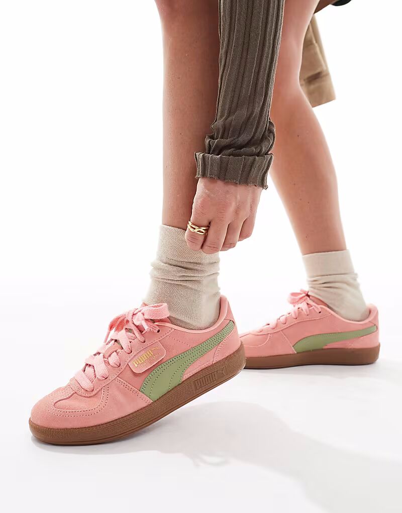 Кроссовки Puma Palermo розового и зеленого цвета