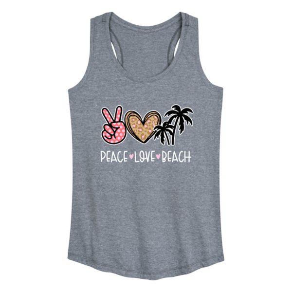 

Женская майка с принтом «Peace Love Beach» Licensed Character, серый