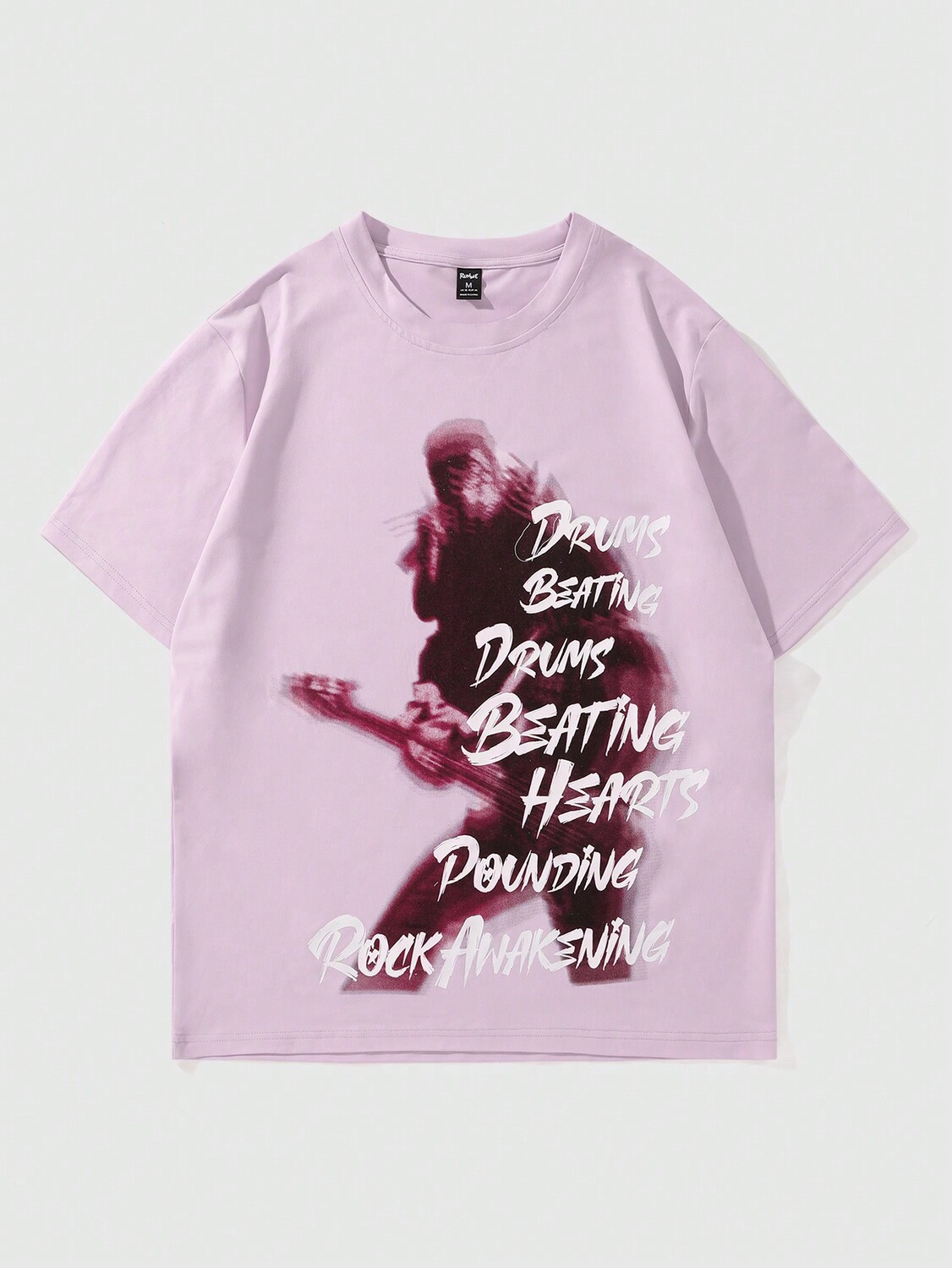 

Мужская футболка ROMWE Grunge Punk, силуэт с коротким рукавом, подходит для повседневной носки весной и летом, розовый