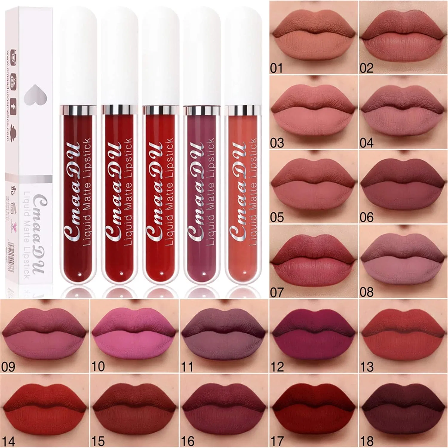 Помада бархатная стойкая Lipstick, белый, 14 г — фото 2