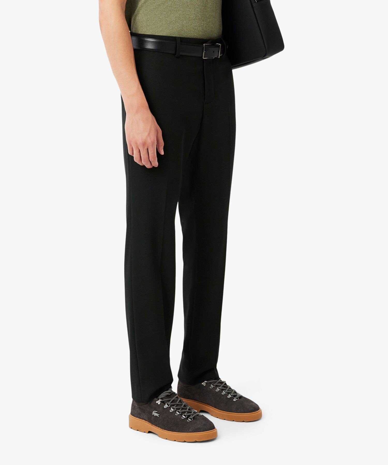 Брюки чинос из шерстяной смеси с центральными складками LACOSTE, Black