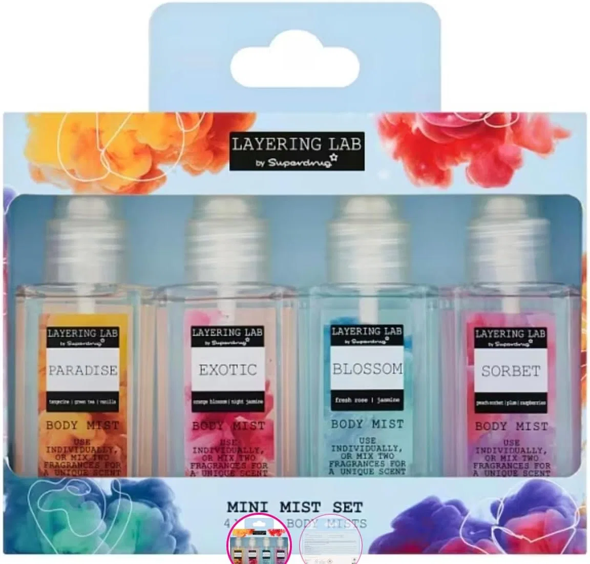Набор мини-спреев для тела Layering Lab Paradise, Sorbet, Exotic и Blossom 4 x 50 мл Generisch