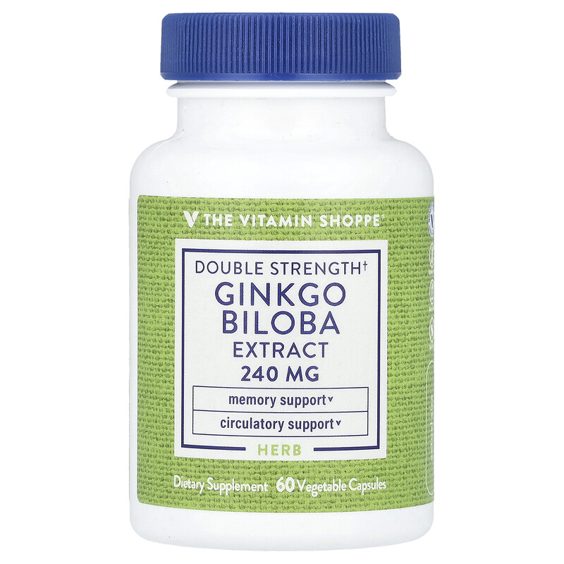 

The Vitamin Shoppe, Экстракт гинкго билоба, двойная сила действия, 240 мг, 60 растительных капсул