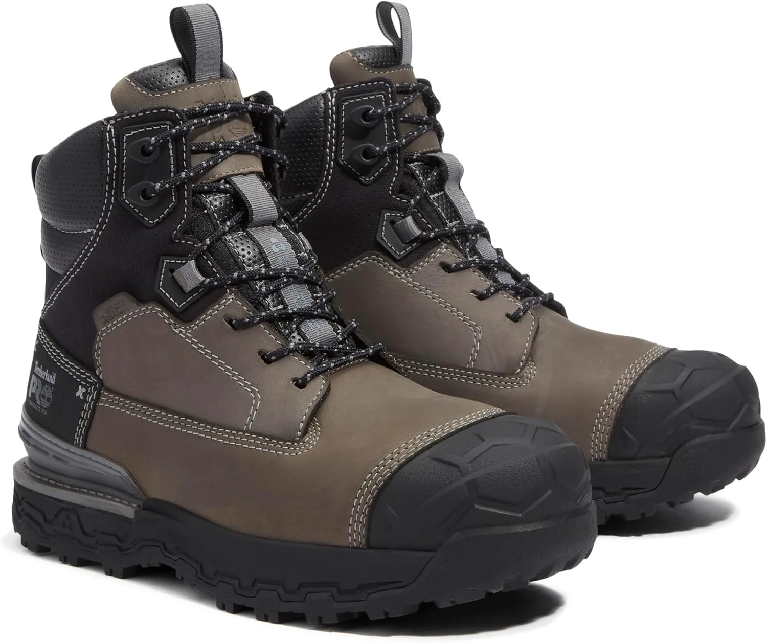 Мужские ботинки Timberland PRO 6 Boondock Ultralight с композитным носком, водонепроницаемые и противоскользящие, серый/черный — фото 2