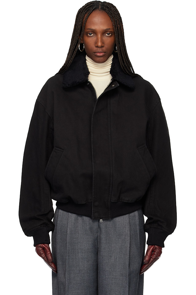 

Бомбер из выстиранного хлопка с отделкой из искусственной овчины Tonywack, черный