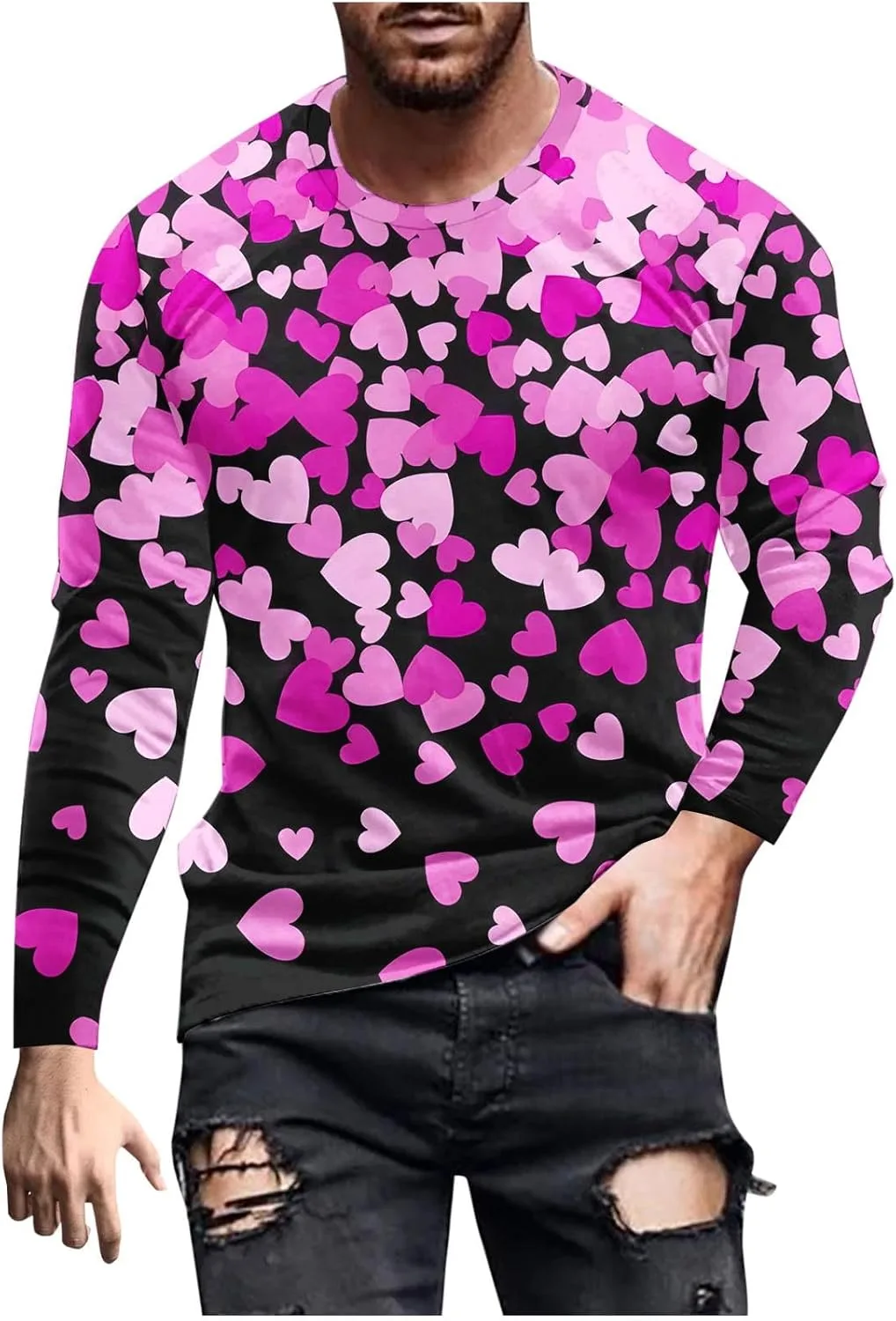 

Футболка Love Heart для мужчин, длинный рукав, спортивная