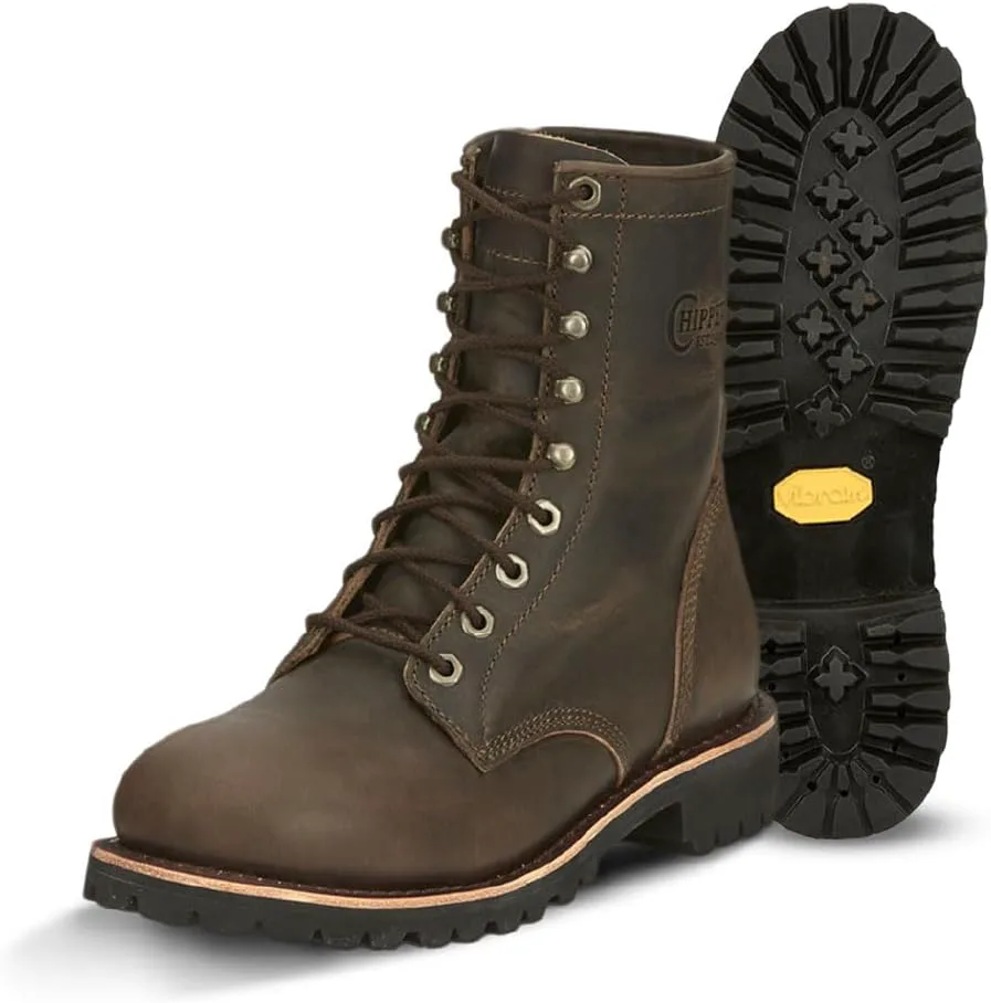 Ботинки Chippewa Classic 2.0 с шнуровкой, 8 дюймов, из кожи - маслобензоустойчивые и противоскользящие рабочие ботинки для мужчин - кожаная обувь для лесорубов - кожа полного слоя - EH сертификация с ортопедической стелькой - обеспечивает стабил...