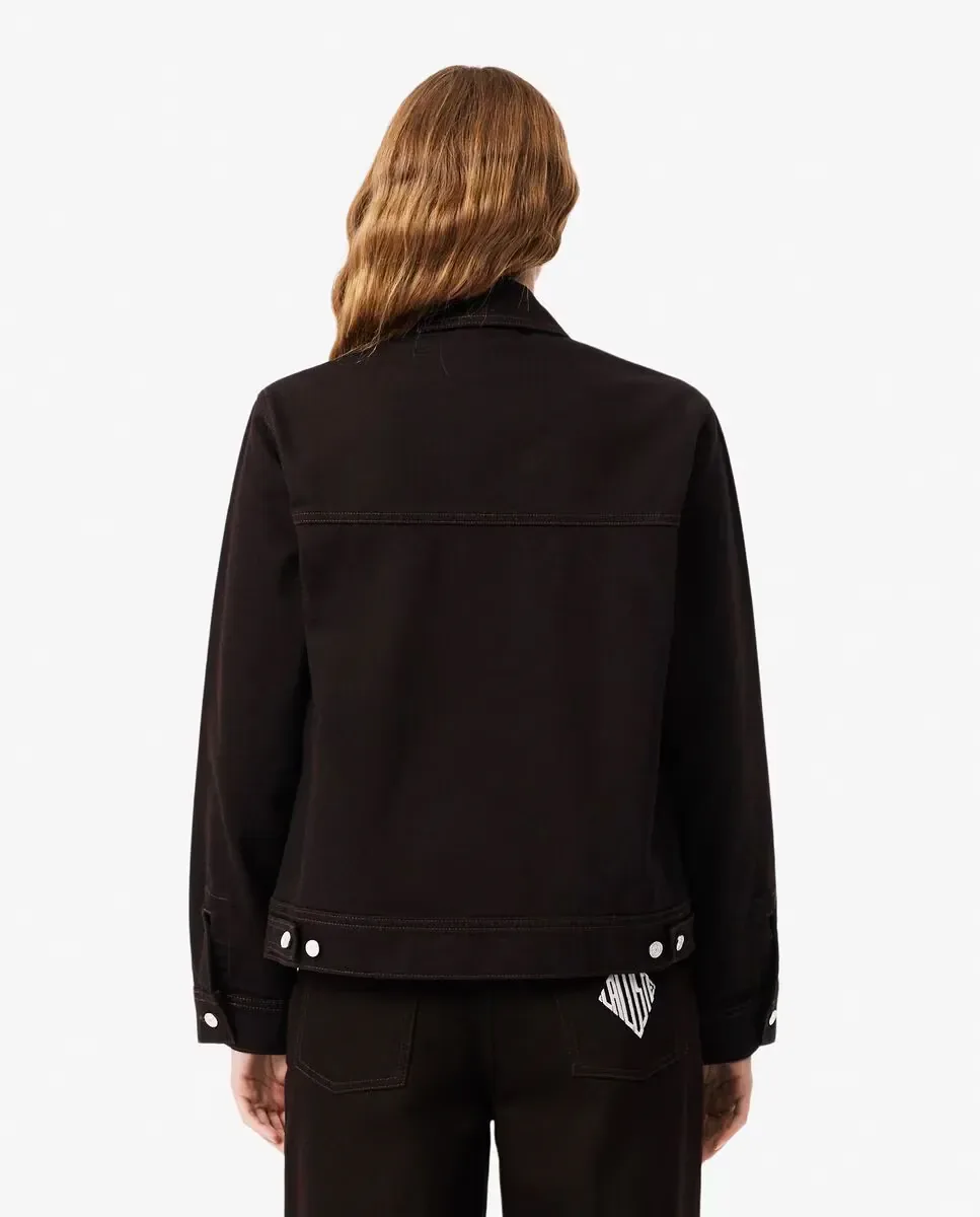 Женская джинсовая куртка Lacoste, приталенный крой, коричневый — фото 3