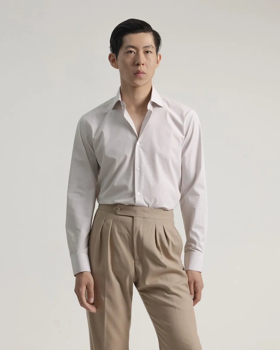 

Рубашка мужская классическая с тонкой полоской, светло-коричневая, обычного кроя PuroEgo