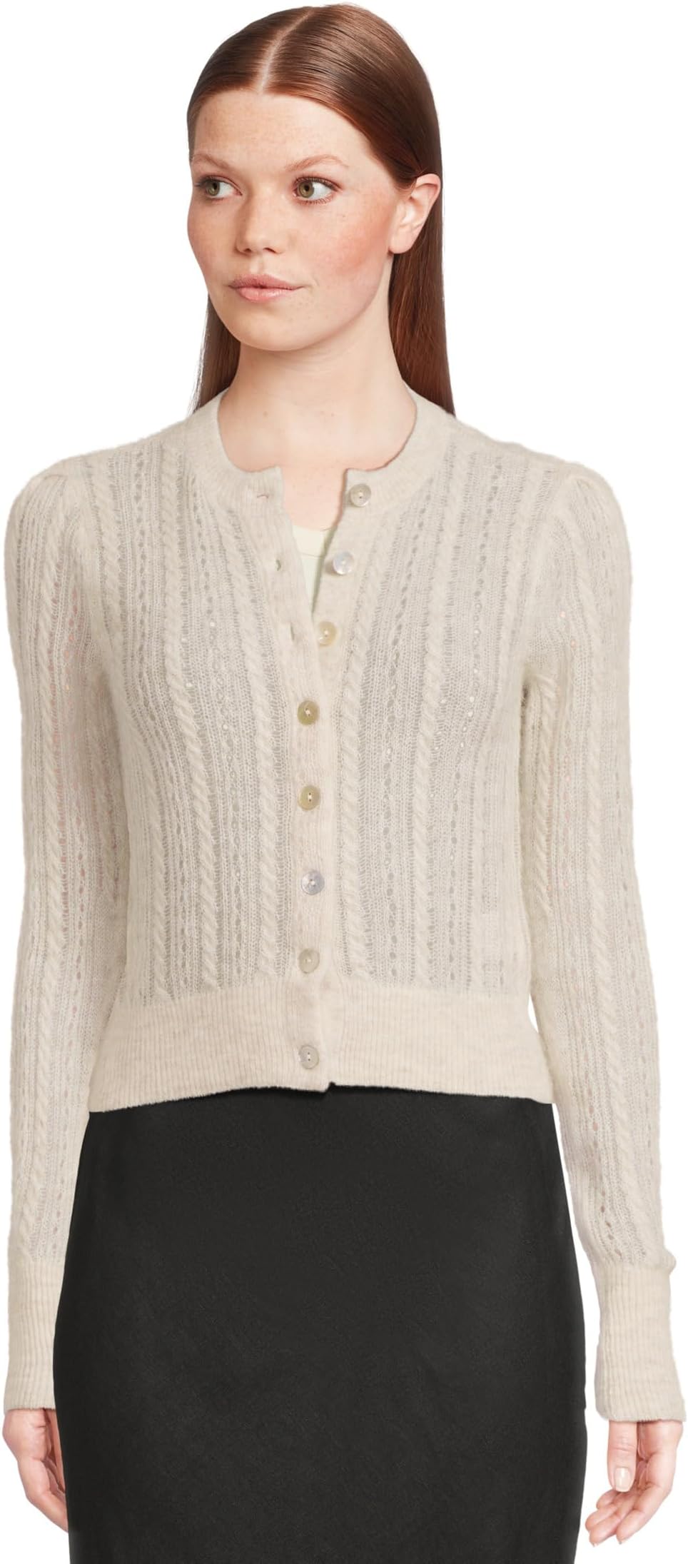 

Кардиган Madewell Alpaca Pointelle Leland Cardigan, цвет Heather Alabaster