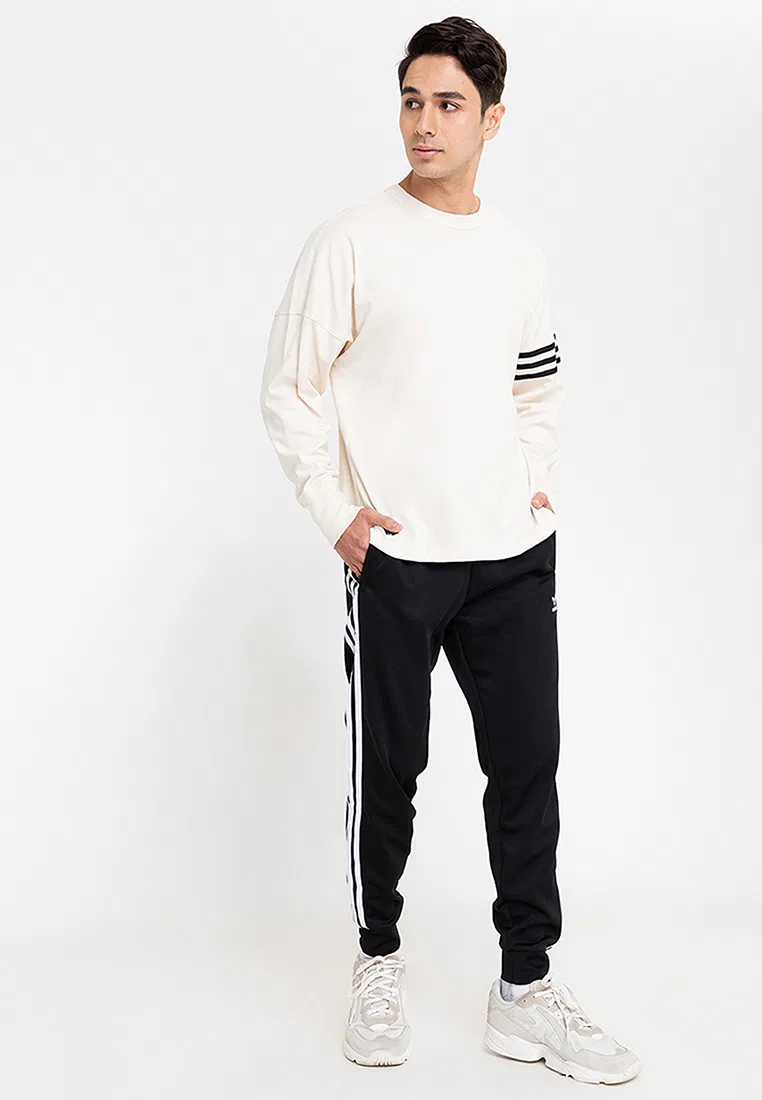 Тренировочные брюки, классические, Adicolor Classics SST, Adidas, белый/черный — фото 4