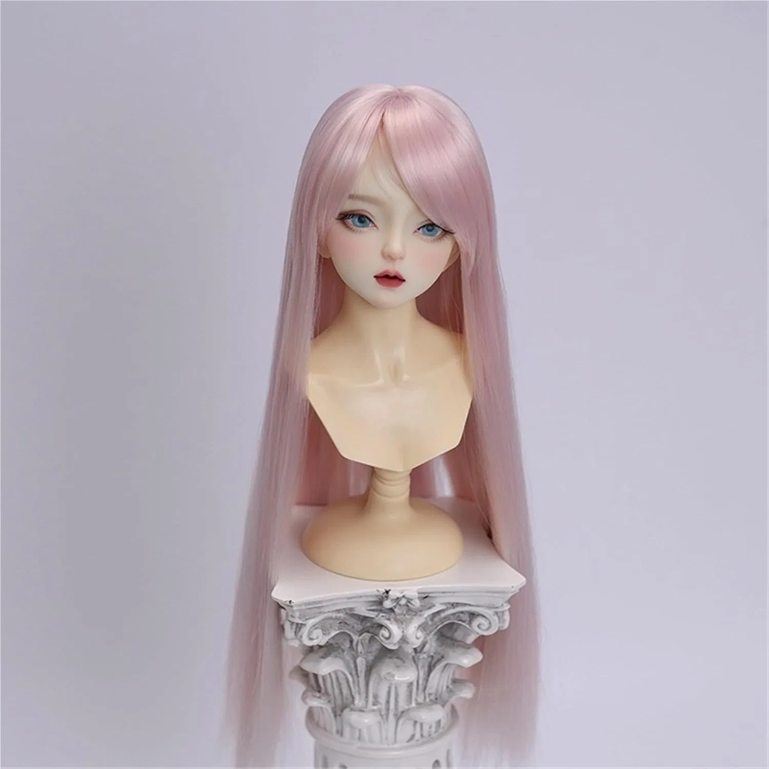 Парик для куклы BJD, мягкое волокно, средней длины, светлый розовый, 1/3 (21-22 см), JKUHA